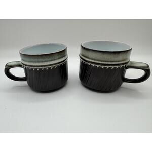 2 X Denby Langley - Rondo - Mug Coffee Tea  Set Brown Cream